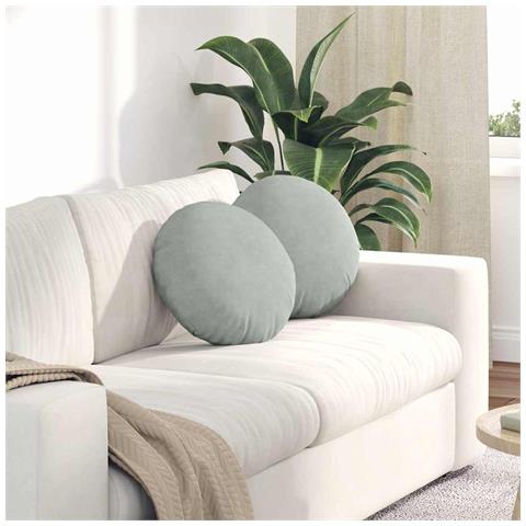 Cuscini per Seduta 2 pcs Grigio chiaro Ø 40 x 13 cm Velluto - Foto 2