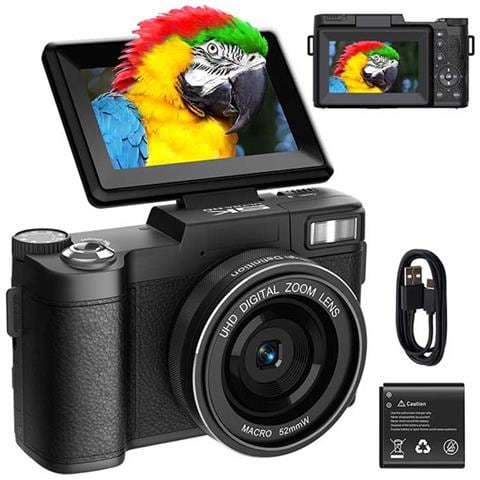 Fotocamera Digitale 5k Ultra Hd 64mp Wifi Con Schermo Ribaltabile E Obiettivo Macro Black - Foto 2