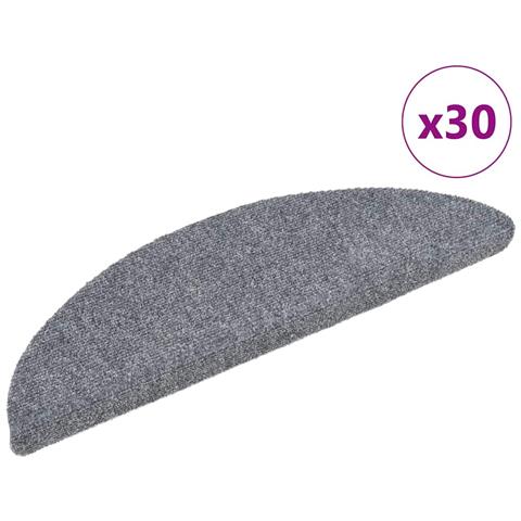 Tappetini per scale autoadesivi 30 pz 56x17x3 cm Grigio chiaro semicircolari - Foto 1