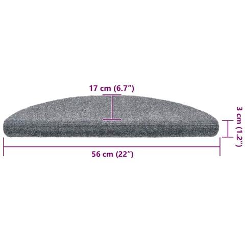 Tappetini per scale autoadesivi 30 pz 56x17x3 cm Grigio chiaro semicircolari - Foto 8