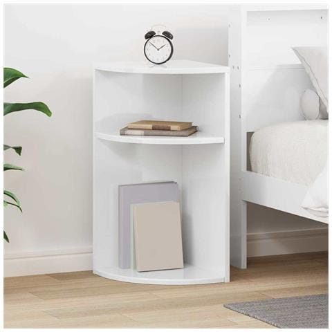 Tavolino Bianco Lucido 29,6 x 29,6 x 60 cm Legno multistrato - Foto 2