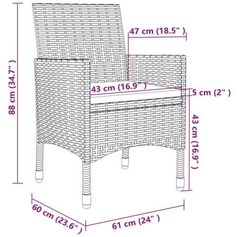 Set da Pranzo da Giardino 7 pz con Cuscini Polyrattan e Vetro - Foto 8