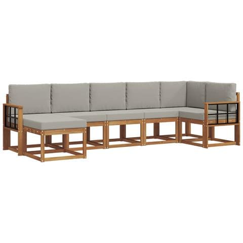 Set di divani da esterno 7 pcs Grigio Naturale e Chiaro - Foto 1