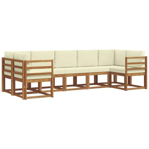 Set di divani da esterno con cuscino 7 pcs Naturale e Crema - Foto 1