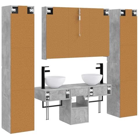 Set di mobili per il bagno 6 pcs Grigio Cemento - Foto 9
