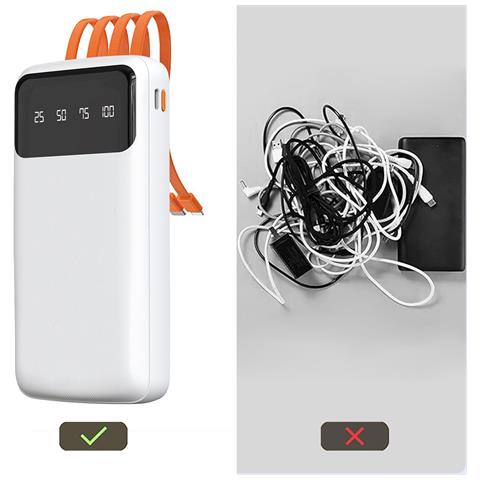 Blocco Alimentatore Universale 10000 Mah Con Cavo Usb, Usb Di Tipo C, Lightning, Bianco (k6pro-bianco) - Foto 3