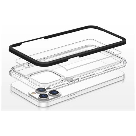 Custodia Trasparente 3in1 Per Iphone 13 Pro Max, Cover In Gel Con Cornice, Nera - Foto 1
