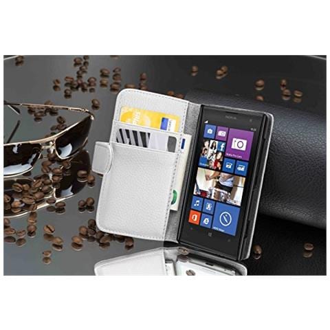 Custodia Compatibile Con Nokia Lumia 1020 In Magnesio Bianco - Coperchio Protettivo In Ecopelle Testurizzata E Tasca Per Carte Di Credito - Foto 2