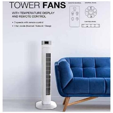 Ventilatore Tower Fan 55w 910mm Con Display Temperatura E Telecomando Abs Colore Bianco Ip20 - Sku 7900 - VT-5536 - Foto 2