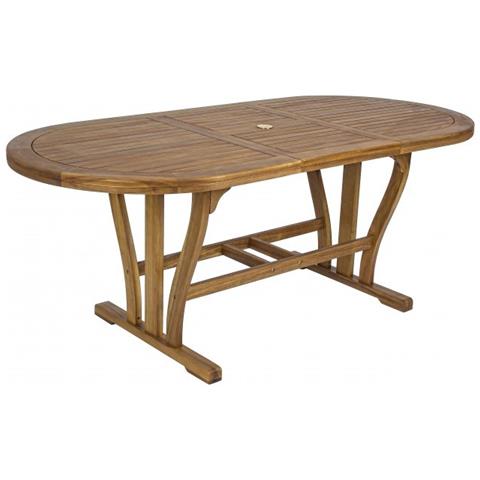Tavolo Per Esterno In Legno Di Acacia Ovale Allungabile 150/200x90x H74 Cm - Foto 1