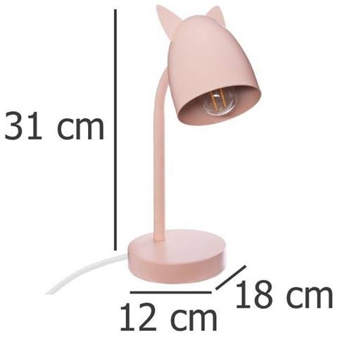 Lampada Orecchie In Metallo - E14 - 25 W - H. 31 Cm - Rosa - Foto 5