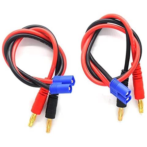 2 Pezzi Cavo Di Carica Con Attacco Connettore Ec3 Spina Banana Da 4.0mm, Colore Blu Rosso Nero - Foto 1
