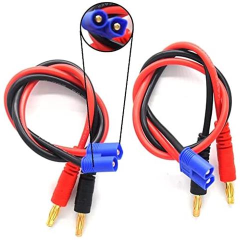 2 Pezzi Cavo Di Carica Con Attacco Connettore Ec3 Spina Banana Da 4.0mm, Colore Blu Rosso Nero - Foto 2