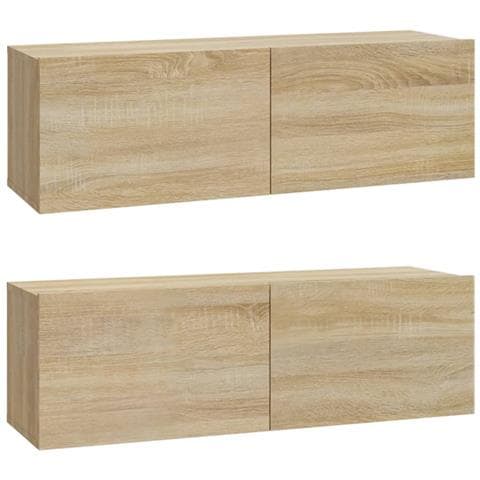 Mobili Tv Da Parete 2 Pz Rovere Sonoma 100x30x30 Cm In Legno - Foto 1