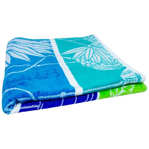 Telo Mare Jacquard Spugna Asciugamano Spiaggia Disegno Flamingo Family Telo Mare Verde - Foto 5