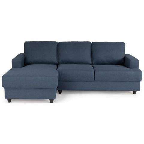 Divano Angolare Sinistro Paul A 4 Posti - Tessuto Blu - 215 X 140 Cm - Foto 1