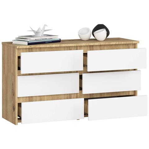 Cassettiera CL100, 6 cassetti, 100x35x57 cm, Colore Quercia Artisan e Bianco - Foto 2