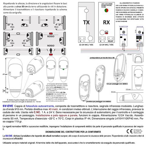 Fotocellule Sicurezza E Controllo Cancello Elettrico Automatico Coppia Tx E Rx Portata 20 Metri Lineari Montaggio A Pa - Foto 2