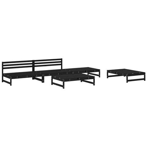 Set Salotto Da Giardino 5 Pz Nero In Legno Massello Di Pino - Foto 1
