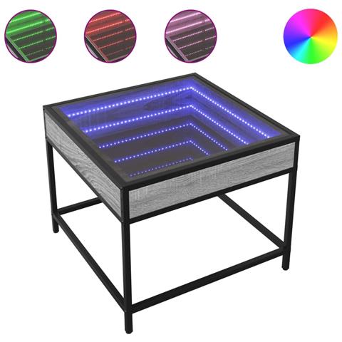 Tavolino Da Salotto Con Led Infinity Grigio Sonoma 50x50x41 Cm - Foto 2