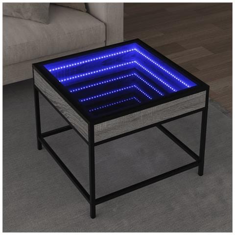 Tavolino Da Salotto Con Led Infinity Grigio Sonoma 50x50x41 Cm - Foto 1