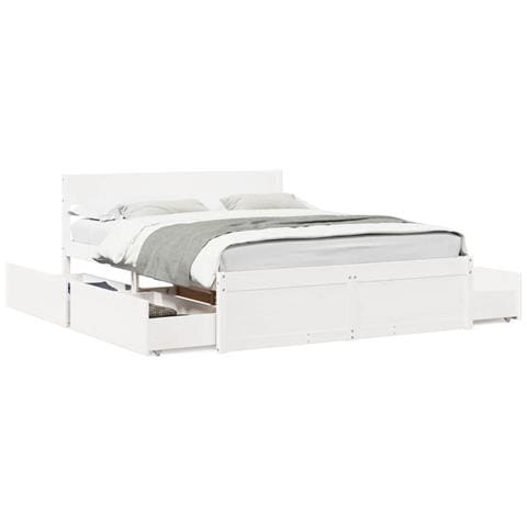 Letto Senza Materasso Bianco 160x200 Cm Legno Massello Di Pino - Foto 2