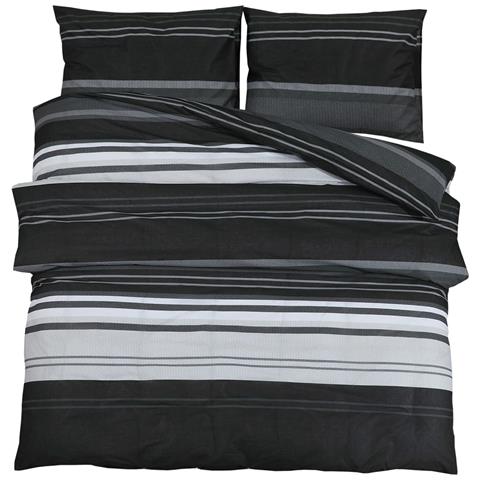 Set Copripiumino Nero E Bianco 225x220 Cm In Cotone - Foto 2