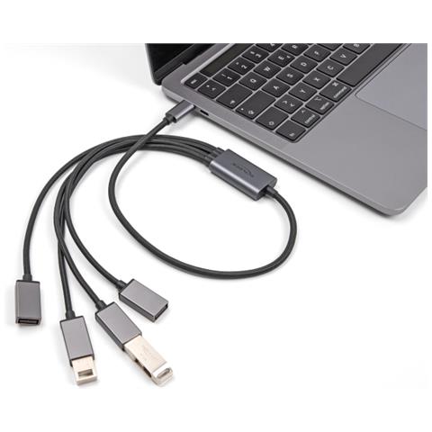 Hub a 4 porte con cavo USB 2.0 e connettore USB Type-C 60 cm - Foto 3