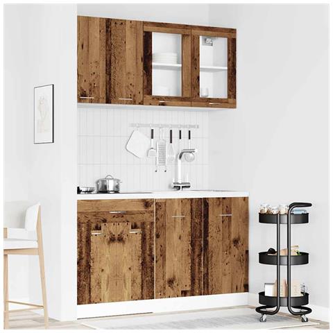 Set di Mobili da Cucina 4 pz Legno Antico in Truciolato - Foto 2