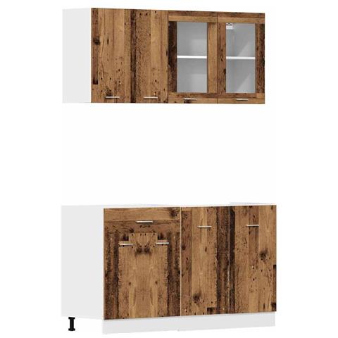 Set di Mobili da Cucina 4 pz Legno Antico in Truciolato - Foto 1