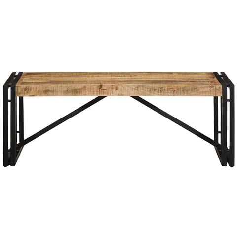 Tavolino 100x50x35 Cm In Legno Massello Di Mango Grezzo - Foto 2