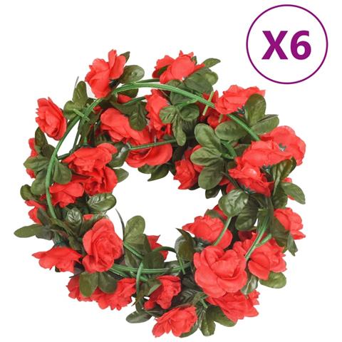 Ghirlande Fiori Artificiali Natale 6 Pz Rosso 240 Cm - Foto 1