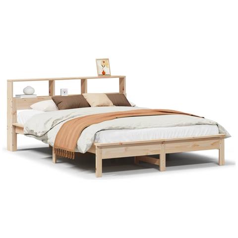 Letto Libreria Senza Materasso 120x190 Cm In Legno Di Pino - Foto 2