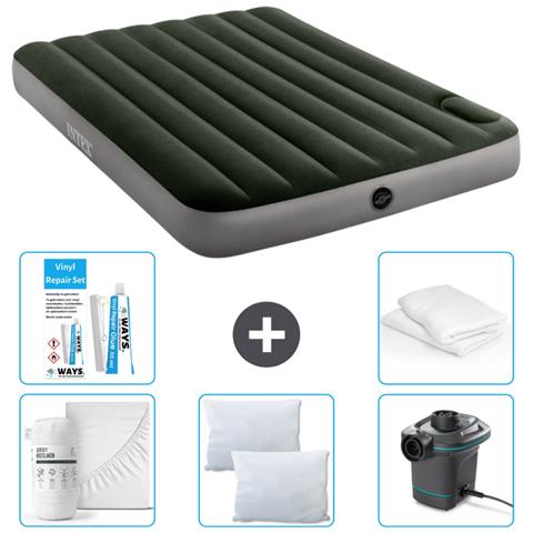 Set Materassino Gonfiabile - 191x137x25 Cm - Verde - Include Accessori Coordinati Cb2 - Foto 1