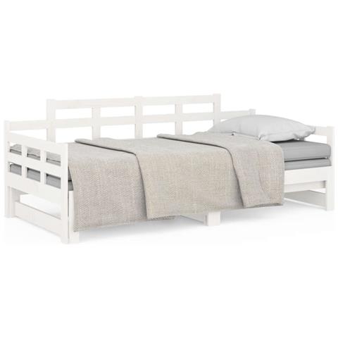 Dormeuse Estraibile Bianca Legno Massello Di Pino 2x (90x190) Cm - Foto 1