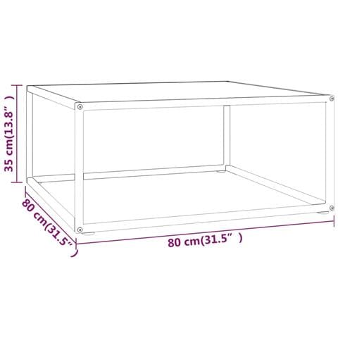 Tavolino Da Salotto Nero Con Vetro Marmo Bianco 80x80x35 Cm - Foto 5