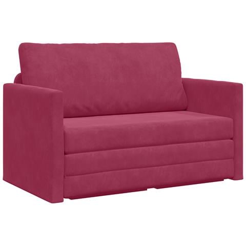 Divano Letto da Terra 2-in-1 Rosso Vino 124x204x61 cm Velluto - Foto 1