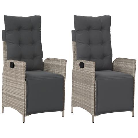 Sedie da Giardino Reclinabili 2 pz con Poggiapiedi Polyrattan - Foto 1