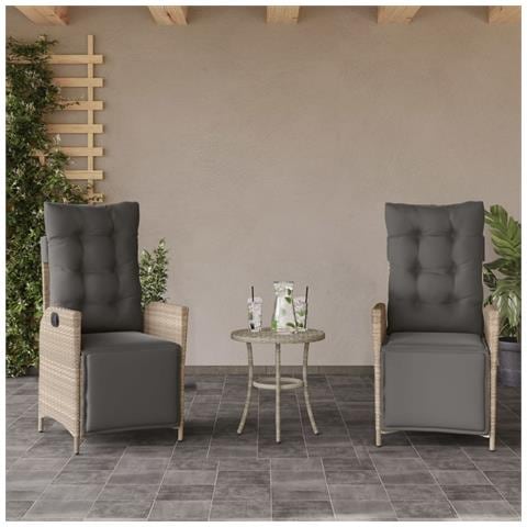 Sedie da Giardino Reclinabili 2 pz con Poggiapiedi Polyrattan - Foto 2