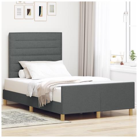 Struttura Letto in Tessuto Grigio Scuro 120x190 cm - Foto 2