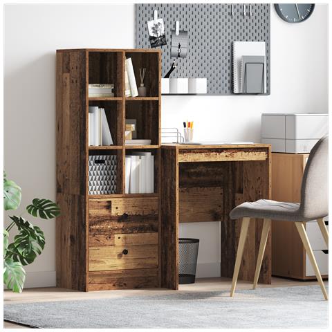 Scrivania con Storage Legno Vecchio Legno Ingegnerizzato - Foto 2