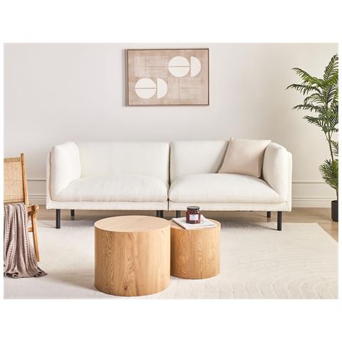 Divano 3 Posti Vorgod Bouclé Bianco Sporco - Foto 1