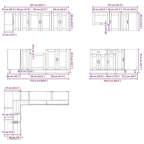 Set Mobili da Cucina 11 pz Porto Rovere Sonoma in Truciolato - Foto 9