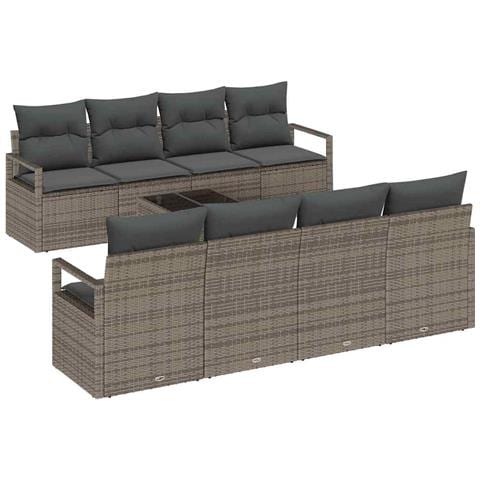 Set Divano da Giardino con cuscino 9 pcs Grigio 55 x 55 x 37 cm - Foto 1