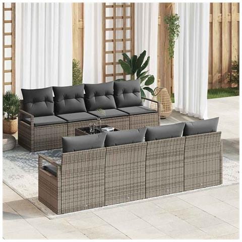 Set Divano da Giardino con cuscino 9 pcs Grigio 55 x 55 x 37 cm - Foto 2