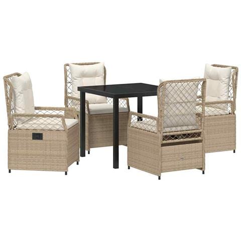 Set da Pranzo per Giardino 5 pcs Beige polyrattan - Foto 1