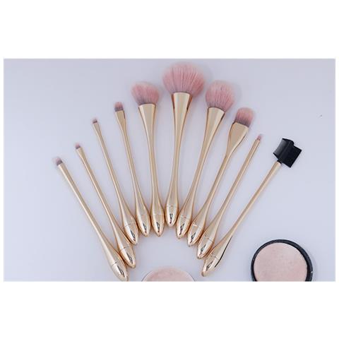 Set Di 10 Pennelli Da Trucco Oro Champagne E Bianco Rosa Con Borsa A Tracolla Rosa - Pennelli Cosmetici Professionali - Foto 2