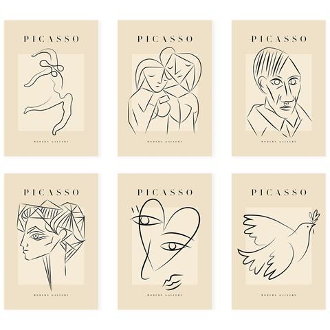 Nacnic Set Di 6 Stampe Künstlerischen Illustrationen Von Pablo Picasso Harmonie Sammlung Von Dekorationsgemälden Im Kunstgalerie Stil A3 Senza Cornice - Foto 1