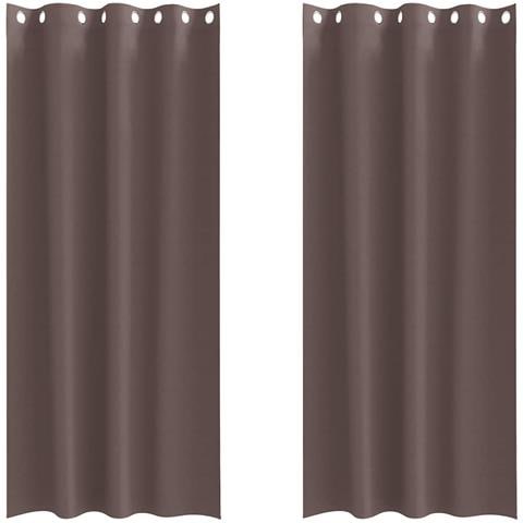 Tende con tende 2 pcs Marrone scuro Poliestere - Foto 1