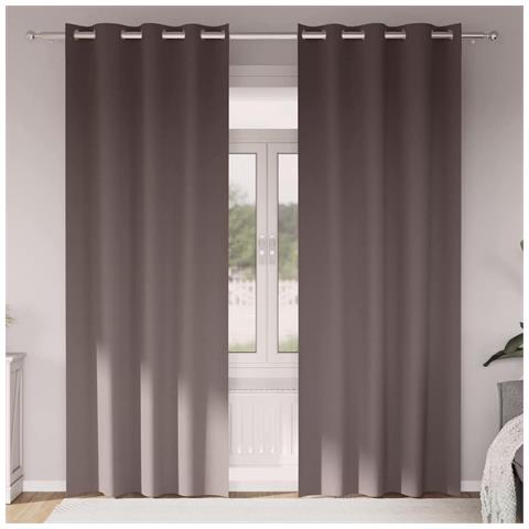 Tende con tende 2 pcs Marrone scuro Poliestere - Foto 2